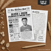 Aangepaste Terug in 2001 Krant Verjaardag Kaart, T Feestdagenkaart