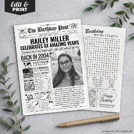 Aangepaste Terug in 2004 Krant Verjaardag Kaart, T Feestdagenkaart