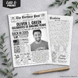 Aangepaste Terug in 2005 Krant Verjaardag Kaart, T Feestdagenkaart