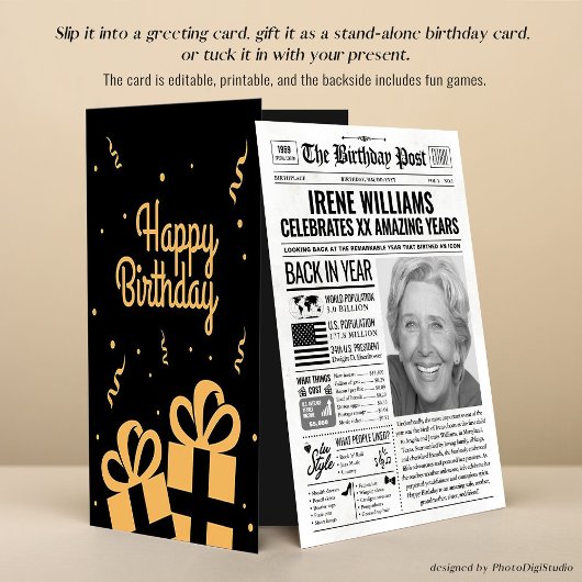 Aangepaste Terug in 2005 Krant Verjaardag Kaart, T Feestdagenkaart