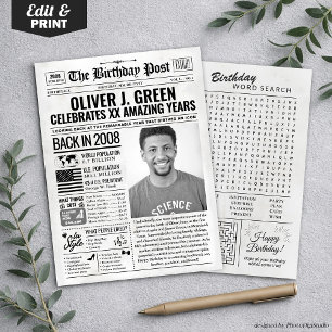 Aangepaste Terug in 2008 Krant Verjaardag Kaart, T Feestdagenkaart