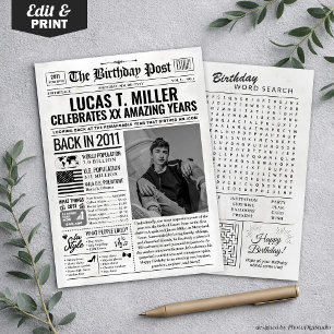 Aangepaste Terug in 2011 Krant Verjaardag Kaart, T Feestdagenkaart