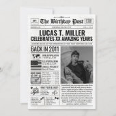 Aangepaste 'Terug in 2011' Krant Verjaardagskaart, Feestdagenkaart (Voorkant)