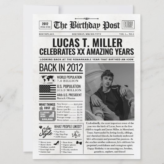 Aangepaste Terug in 2012 Krant Verjaardag Kaart, T Feestdagenkaart (Voorkant)