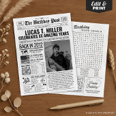 Aangepaste Terug in 2012 Krant Verjaardag Kaart, T Feestdagenkaart