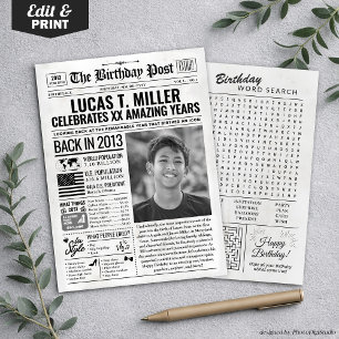 Aangepaste Terug in 2013 Krant Verjaardag Kaart, T Feestdagenkaart