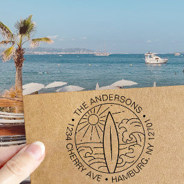 Aangepaste terugkeer adres Surf Board Waves Surfer Zelfinktende Stempel