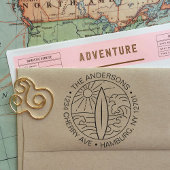 Aangepaste terugkeer adres Surf Board Waves Surfer Zelfinktende Stempel