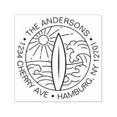 Aangepaste terugkeer adres Surf Board Waves Surfer Zelfinktende Stempel (Design)