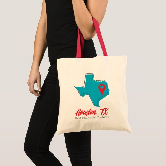 Aangepaste Texas kaart boodschappentas | Hart mark Tote Bag (Voorkant (product))