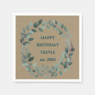 Aangepaste text eucalyptus Frame Servet – mokka br