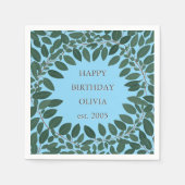 Aangepaste text eucalyptus lijst servet – aqua bla (Voorkant)