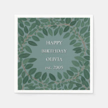 Aangepaste text eucalyptus lijst servet – retro bl