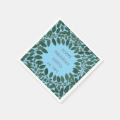 Aangepaste text eucalyptus servet met lijst – aqua (Hoek)