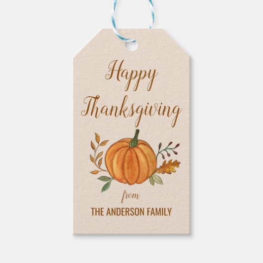 Aangepaste Thanksgiving Cadeaulabel (Voorkant)