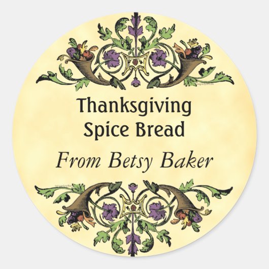 Aangepaste Thanksgiving Cornucopia Baking Sticker (Voorkant)