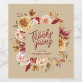 Aangepaste Thanksgiving Dag Herfst Wijn Etiket (Enkel label)