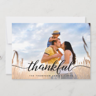 Aangepaste Thanksgiving Dankbare Foto Elegant schr Feestdagenkaart