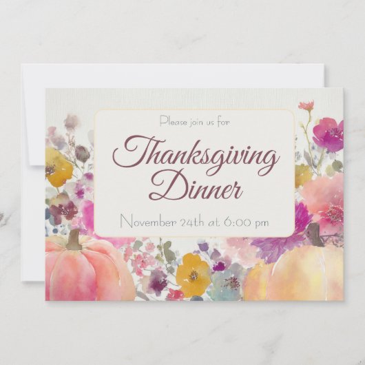 Aangepaste Thanksgiving Diner Pompoen Uitnodiging (Voorkant)