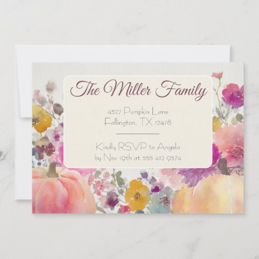 Aangepaste Thanksgiving Diner Pompoen Uitnodiging (Achterkant)