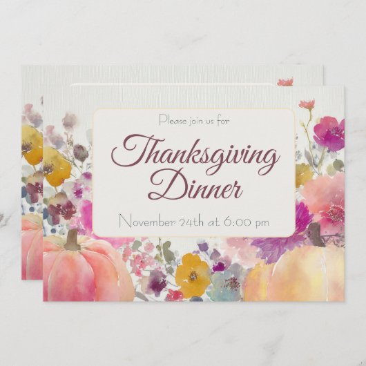 Aangepaste Thanksgiving Diner Pompoen Uitnodiging (Voorkant / Achterkant)