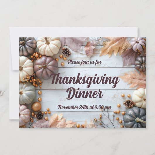 Aangepaste Thanksgiving-dineruitnodiging Kaart (Voorkant)