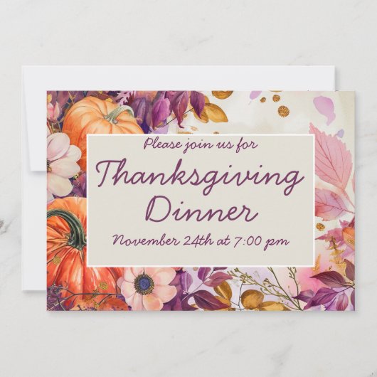 Aangepaste Thanksgiving Dinner Uitnodiging (Voorkant)