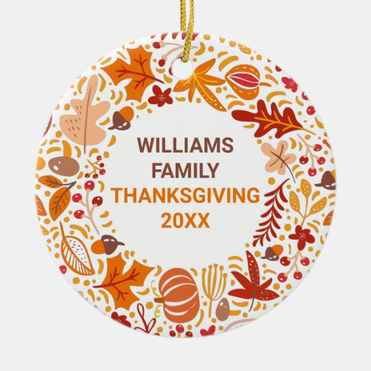 Aangepaste Thanksgiving gezinshereniging najaar Wr Keramisch Ornament (Voorkant)