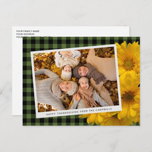 Aangepaste Thanksgiving groet op geruite patroon Briefkaart (Voorkant / Achterkant)