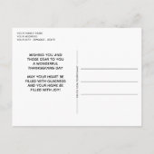 Aangepaste Thanksgiving groet op geruite patroon Briefkaart (Achterkant)