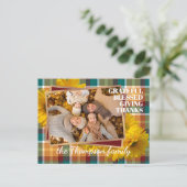 Aangepaste Thanksgiving-groet op geruite vakantiew Briefkaart (Staand voorkant)