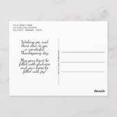 Aangepaste Thanksgiving-groet op geruite vakantiew Briefkaart (Achterkant)