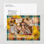 Aangepaste Thanksgiving-groet op geruite vakantiew Briefkaart (Voorkant / Achterkant)