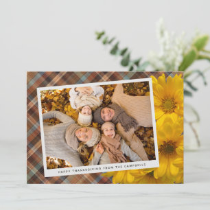 Aangepaste Thanksgiving-groet op geruite vakantiew Feestdagenkaart