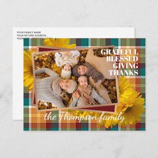 Aangepaste Thanksgiving groet op Plaid vakantie Ka Briefkaart (Voorkant / Achterkant)