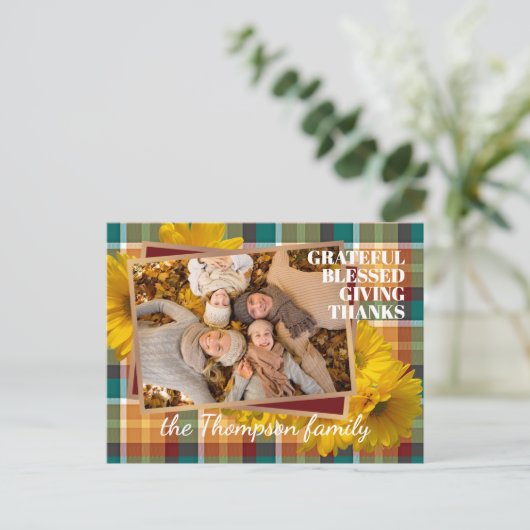Aangepaste Thanksgiving groet op Plaid vakantie Ka Briefkaart (Staand voorkant)