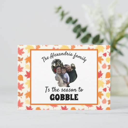 Aangepaste thanksgiving kalkoen foto seizoen om te kaart (Staand voorkant)