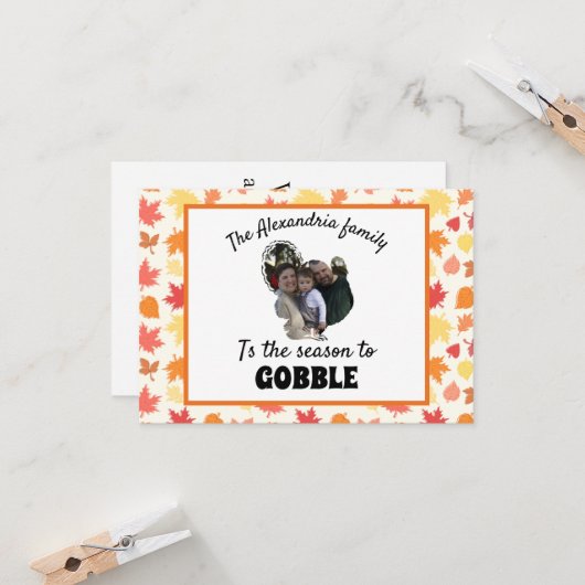 Aangepaste thanksgiving kalkoen foto seizoen om te kaart (Voorkant / Achterkant in situ)