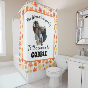 Aangepaste Thanksgiving kalkoenfotoseizoen om te k Douchegordijn