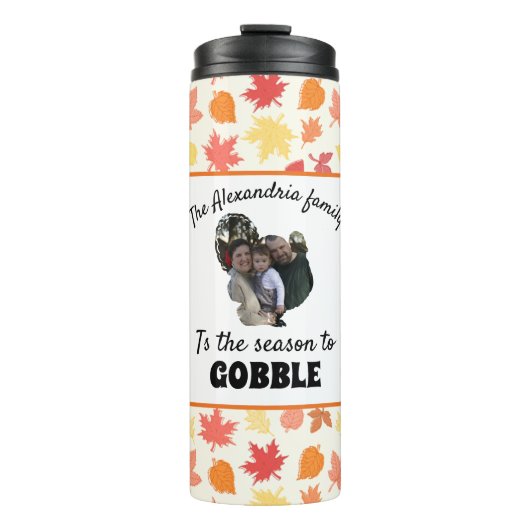 Aangepaste Thanksgiving kalkoenfotoseizoen om te k Thermosbeker (Voorkant)