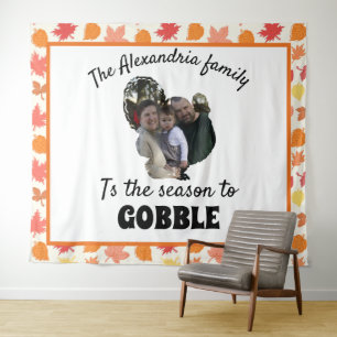 Aangepaste Thanksgiving kalkoenfotoseizoen om te k Wandkleed