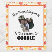 Aangepaste Thanksgiving kalkoenfotoseizoen om te k Wijn Etiket (Enkel label)