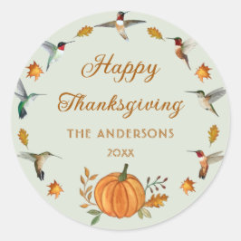 Aangepaste Thanksgiving kolibrie Ronde Sticker
