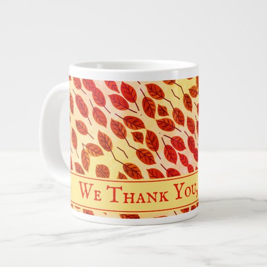 Aangepaste THANKSGIVING najaar Herfst bladeren Grote Koffiekop (Links)