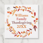 Aangepaste Thanksgiving najaar Wreath Bedankjes Labels (Voorkant)