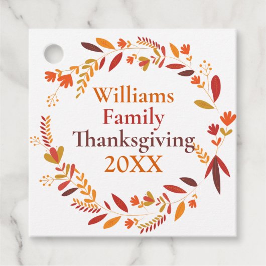 Aangepaste Thanksgiving najaar Wreath Bedankjes Labels (Voorkant)