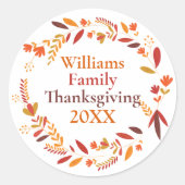 Aangepaste Thanksgiving najaar Wreath Ronde Sticker (Voorkant)