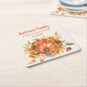 Aangepaste Thanksgiving Oranje Pompoenen Herfstbla Kartonnen Onderzetters (Schuin)