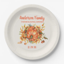 Aangepaste Thanksgiving Oranje Pompoenen Herfstbla Papieren Bordje