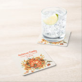 Aangepaste Thanksgiving Oranje pompoenen Kartonnen Onderzetters (Insitu)